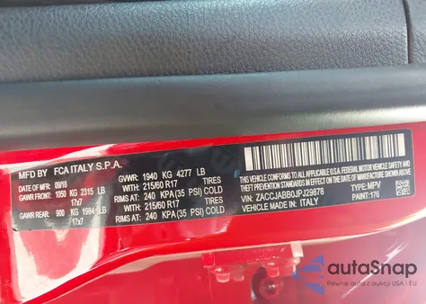 2018 Jeep Renegade Latitude Fwd из США, поврежденный, VIN ZACCJABB0JPJ29878